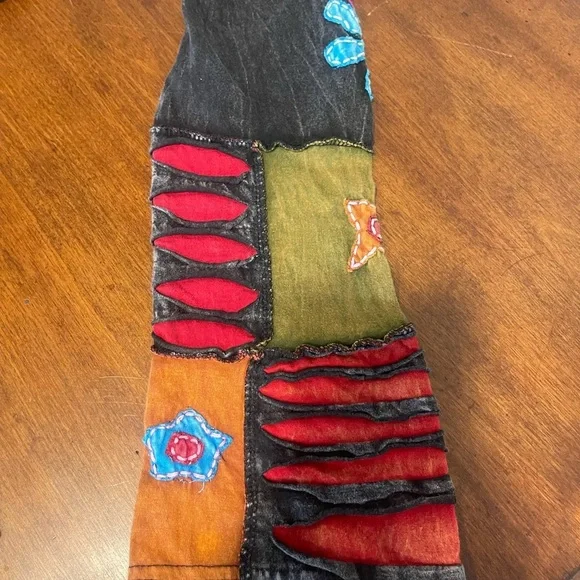 Rising International Boho Patchwork Long Sleeve Top Cotton Nepal M Distressed - Picture 9 of 10